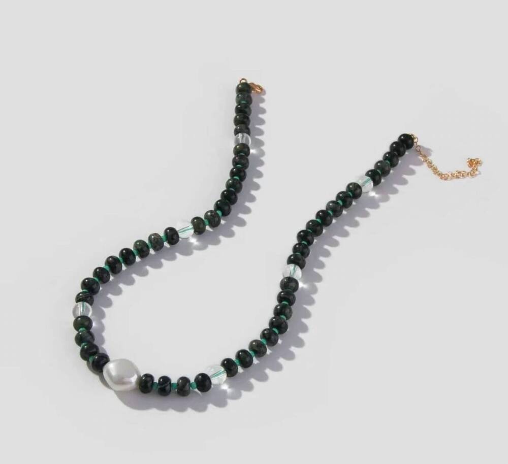 NEW MACRAE & CO women's beaded harvest necklace in green